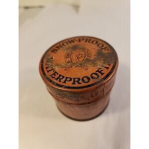 Vintage Snow-Proof Waterproofing Leather Dressing Advertising Tin Livonia NY